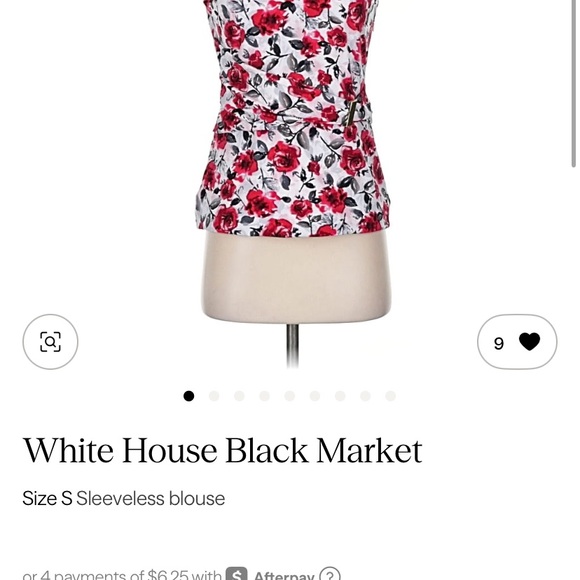 White House Black Market Red Floral V-Neck Surplice Wrap Blouse Size S - Picture 7 of 7
